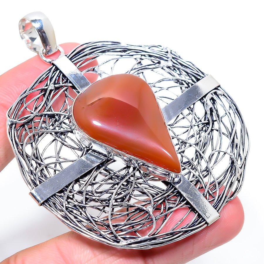 

Natural Red Carnelian Gemstone 925 Sterling Silver Gift Pendant 2.96 F4r66