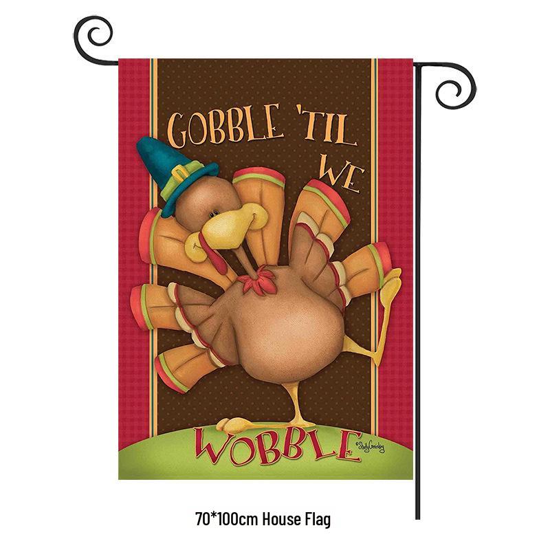 Turkey Yard Decoration Flag: Halloween Pumpkin & Thanksgiving Festival Garden Flag