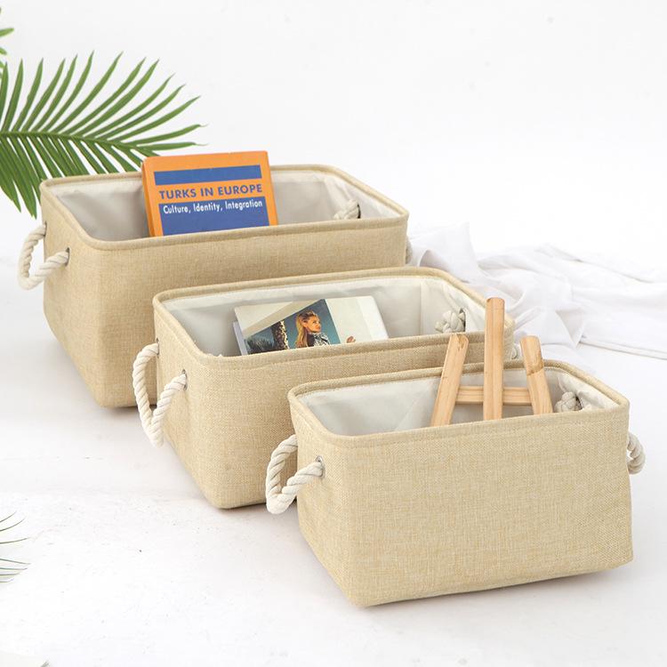 Stylish Linen Storage Basket Desktop Organizer for Home Office Organization