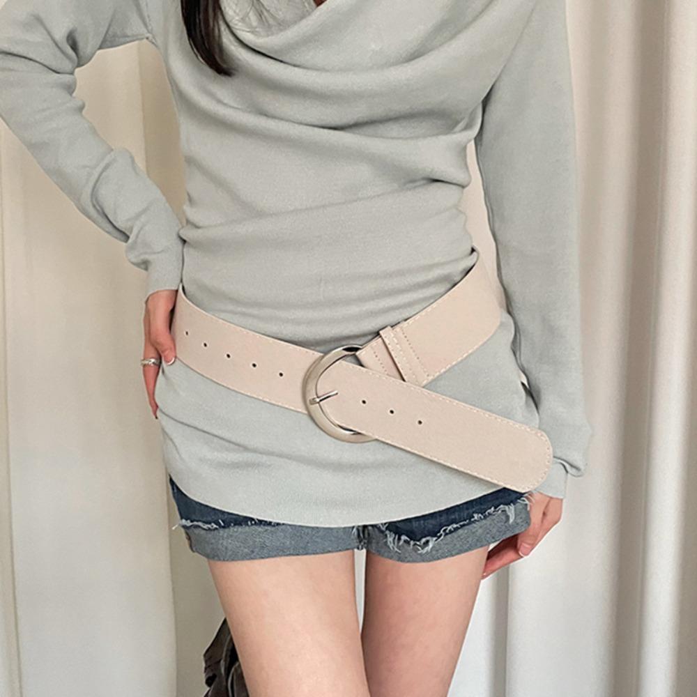Metal Buckle Leather Waistband Jeans Girdle Western Cowboy Belt Retro Women Wide Belt  Girl