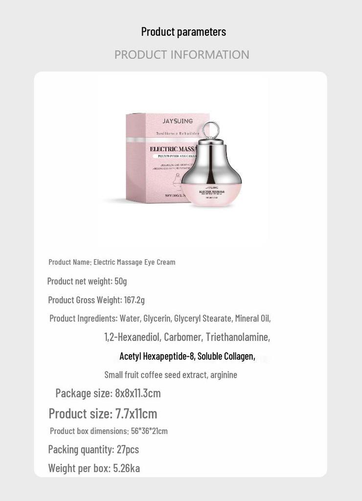 JAYSUING Electric Eye Cream: Moisturizing & Elasticity-Enhancing Massage Cream for Eye Area Repair and Skin Care Relief.