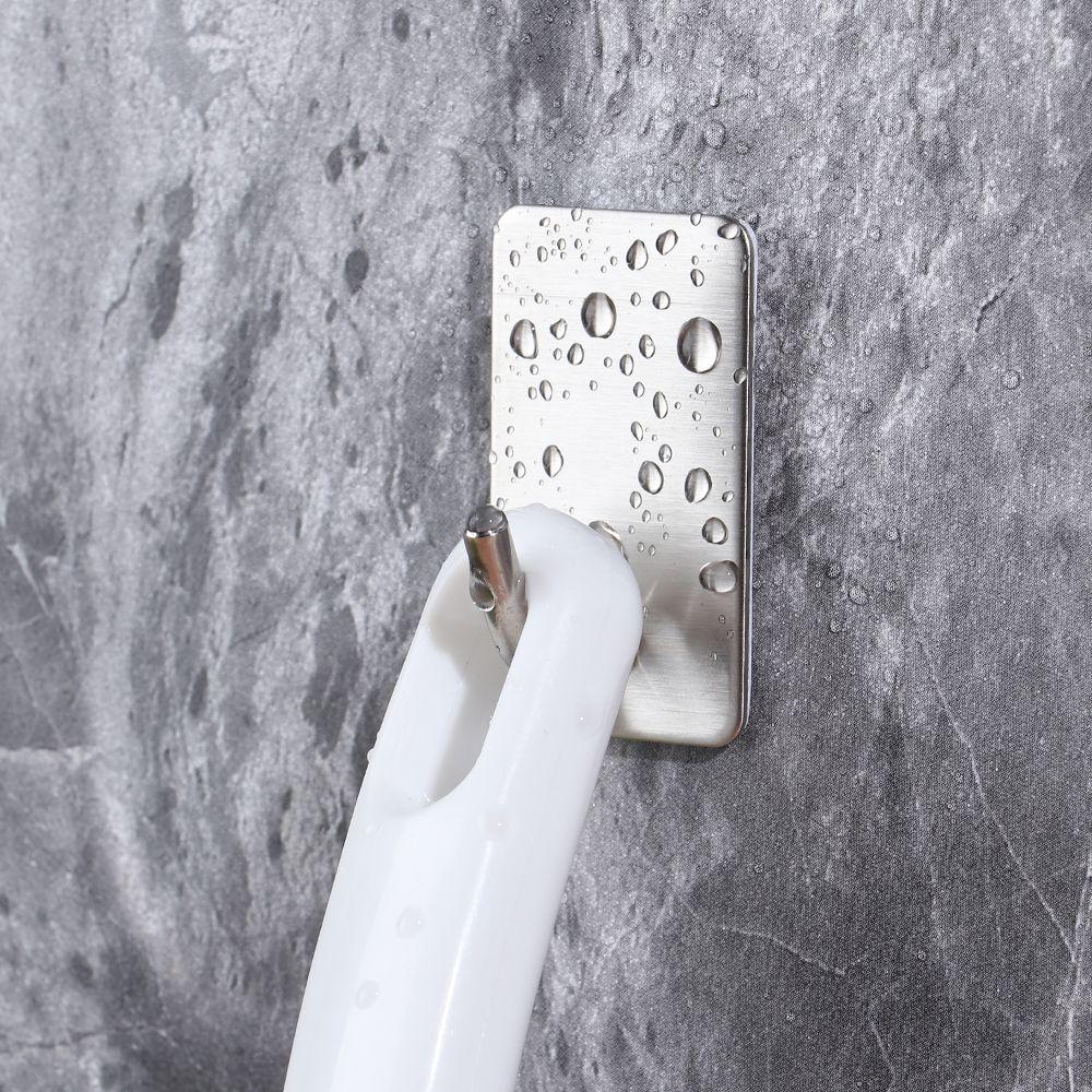 Stainless No Punching Adhesive Wall Hook Hanger Storage Bathroom  Accessories Towel Holder