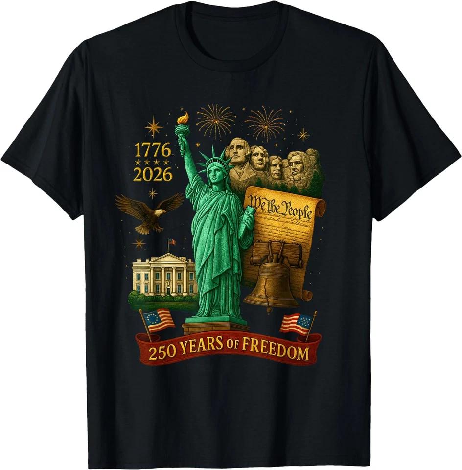 We The People 250 Years of Freedom 1776-2026 250th Birthday T-Shirt M