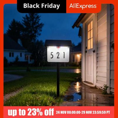 Waterproof Solar Address Sign Light 3-Color Ambience Lamp Wall Mounted Outdoor Solar Address Light Multifunctional Stake Mounted