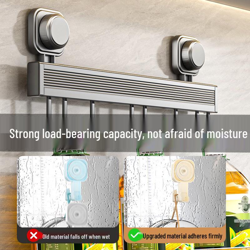 Punch-Free Movable Wall-Mounted Rack for Kitchen and Bathroom