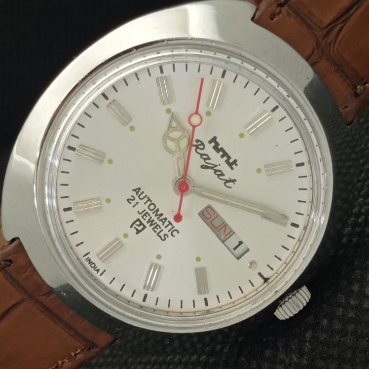 

OLD HMT RAJAT 6501 AUTOMATIC INDIAN MENS SILVER DIAL WATCH 608k-a317408-1 lot608k-a317408