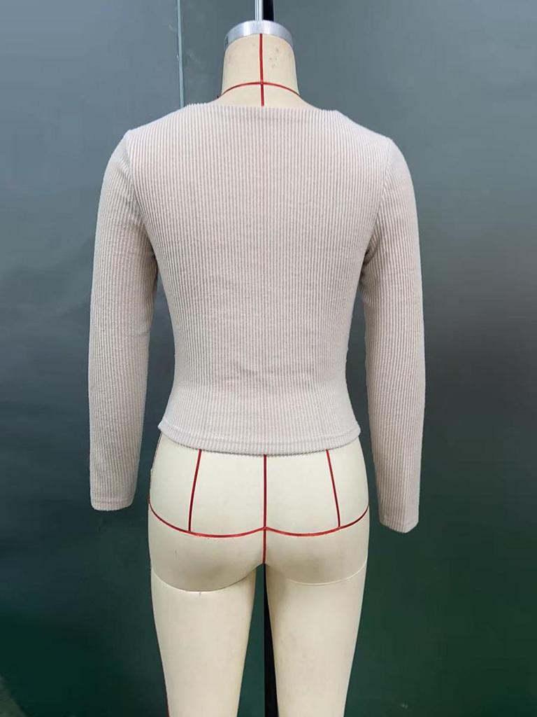 Women's European & American Style Slim Fit Solid Color Knit Base Layer Top - Autumn & Winter Collection