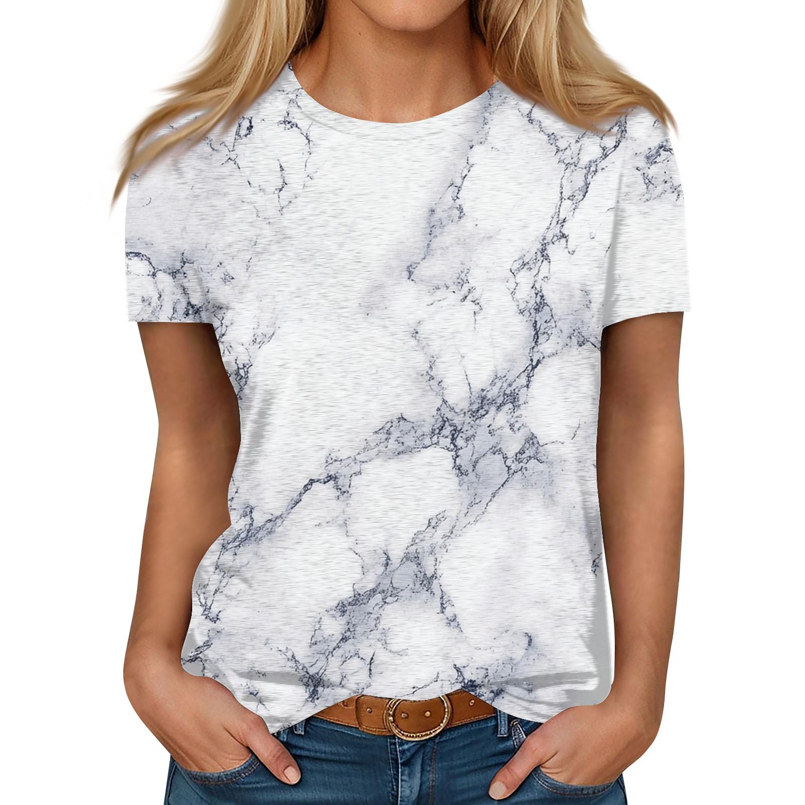 

Жіноча повсякденна футболка з круглим вирізом і короткими рукавами XL білий