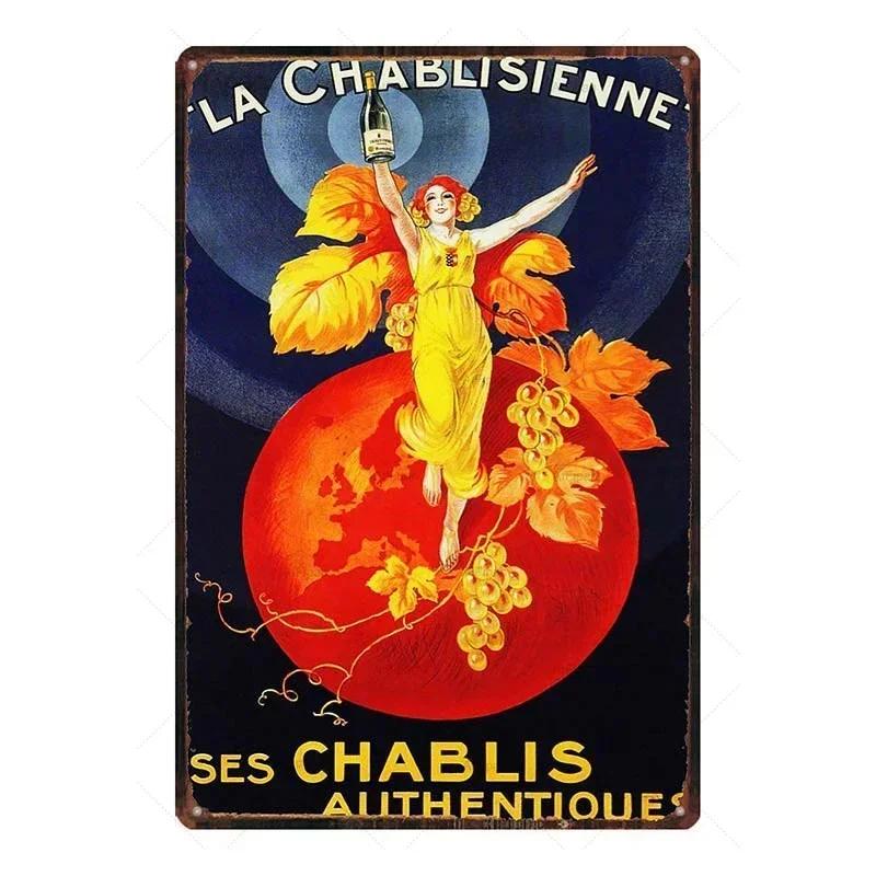Metal Tin Morlant Reims Champagne Vintage French Posters Tin Sign Poster Wall Art Plaque Sign for Bar Coffee Office Wall Decor