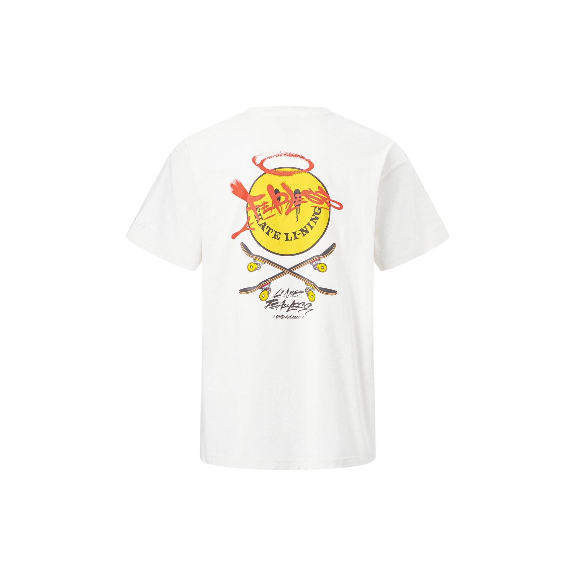 Li Ning T Shirts Unisex Ivory Crew Neck Moderate Straight Fit AHST673-2 L