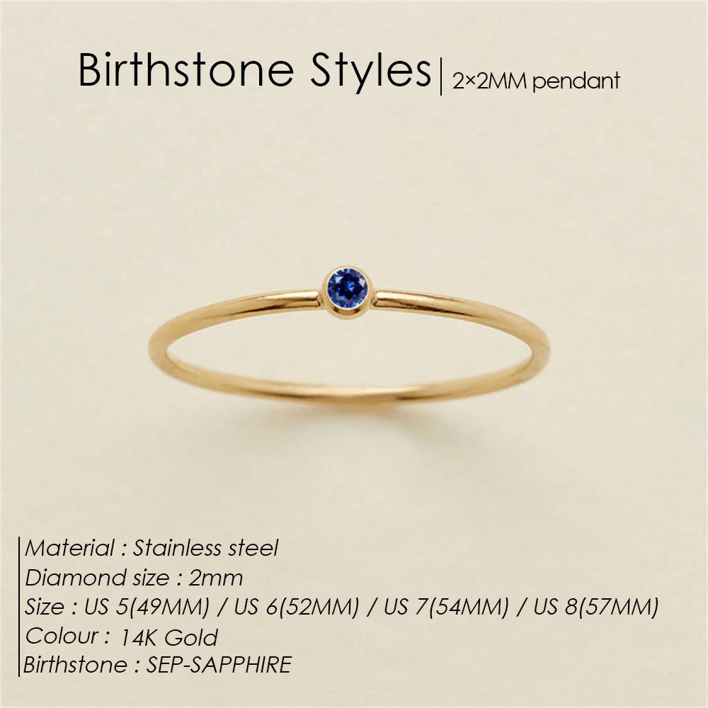 eManco Stainless Steel Birthstone Ring  Gold Color Simple Fashion Style For Women Festival Party Gift