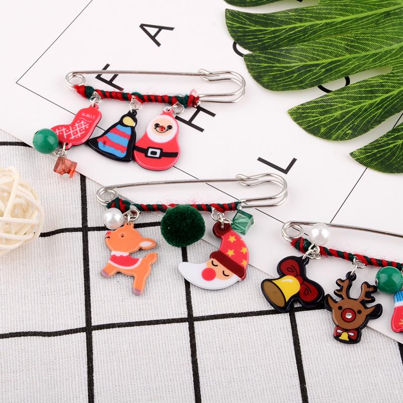 Christmas Series Cute Cartoon Pin Snowman Bell  Christmas Stocking Brooch