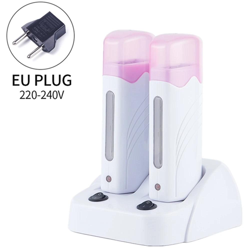 

Electric Double Rolling Depilatory Waxing Machine Double Base Wax Heater Hair Removal Waxing Warmer Epilator for Whole Body EU Plug