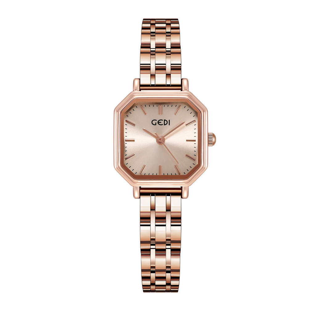 

Fashion Polygon Womens Quartz Watch Waterproof Stainless Steel For Casual Wear Pink