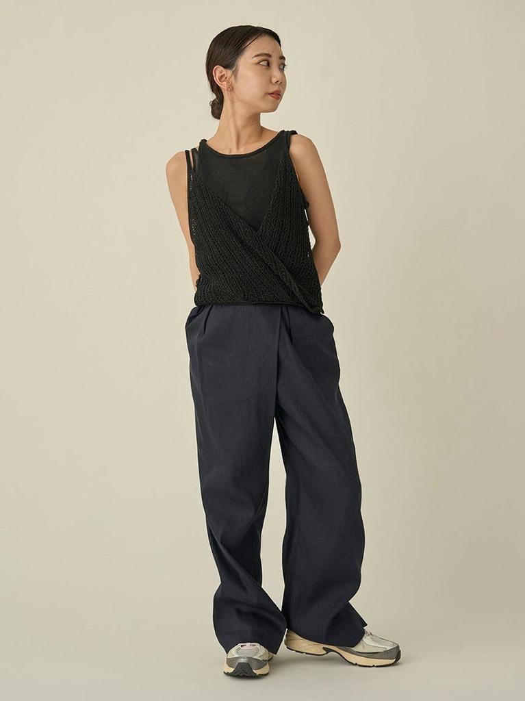 Emi Linen Blend Wrap Wide NVY Women's Pants, 13WFP252009,