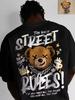 European and American Men's Fashionable Summer Bear Letter Print Comfortable and Breathable Round Neck T-shirt Outdoor Street To