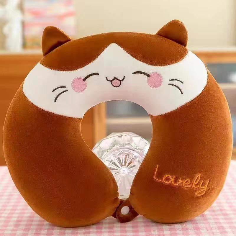 Customizable Cartoon Embroidery U-Shaped Memory Foam Neck Pillow for Travel & Home