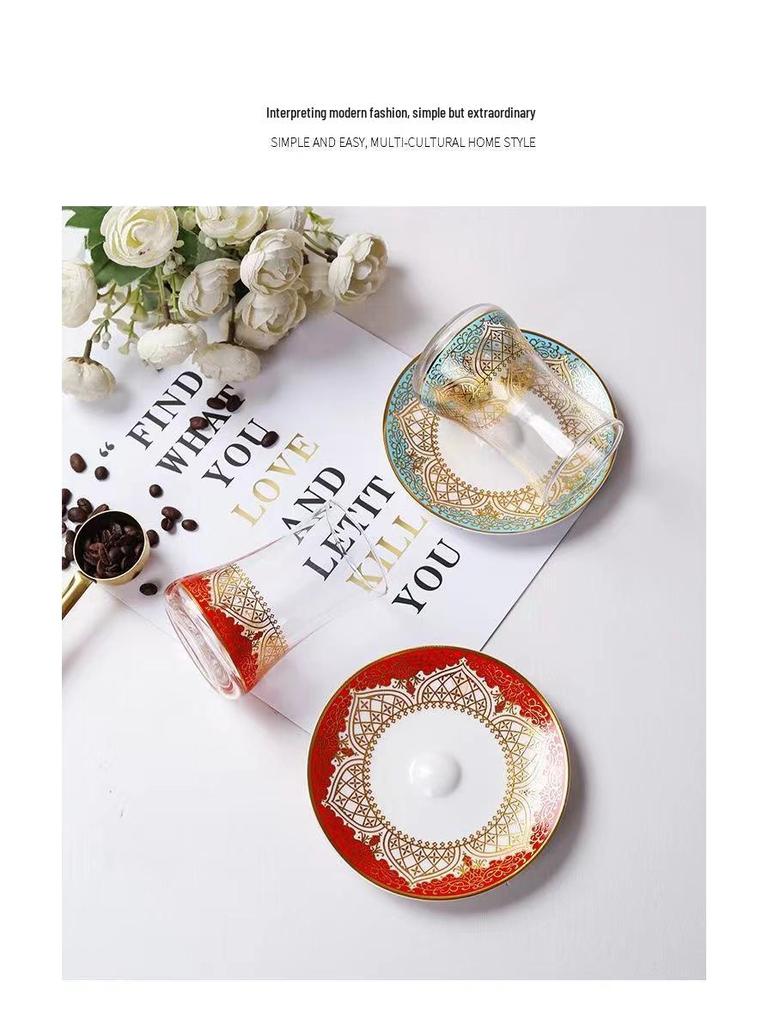 Tasse à café turque raffinée, élégante tasse à thé à motifs pour femmes