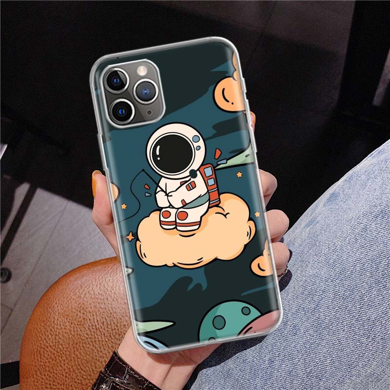 Cartoon Planet Astronaut Star Rocket Cover Phone Case For Apple iPhone 11 12 13 14 Pro 7 XR X XS Max 6 6S 8 Plus + Mini 5 SE
