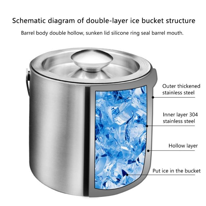 Double Layer Ice Bucket Set with Lid and Tongs Multifunctioanl Ice Bucket and Tongs Set Practical Ice Caddies with Cover