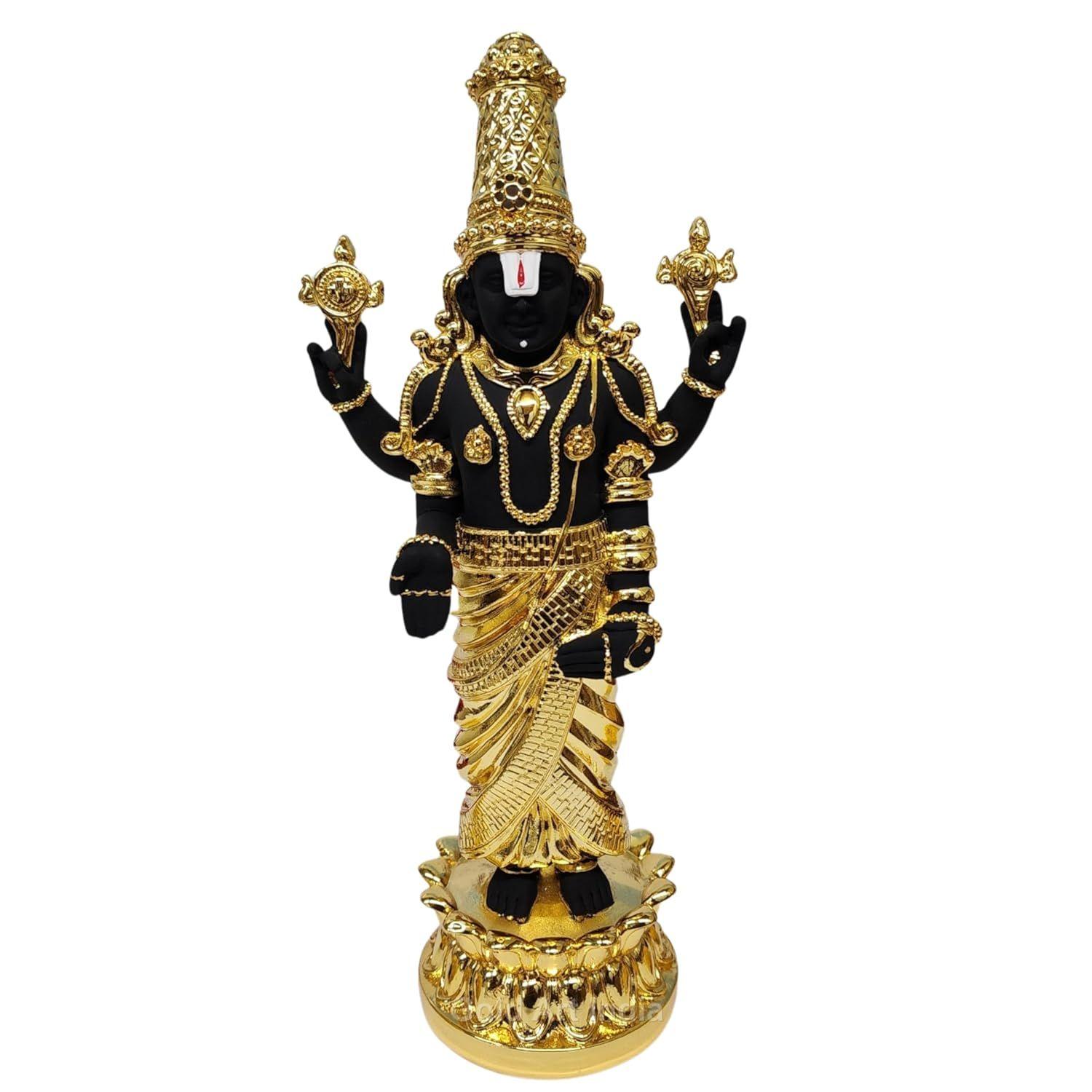 

Господь Тирупати Баладжи Камал Позолоченная Черная Идол для Мандира Пуджи | Идол Вишну Джи для Украшения на Дивали |
