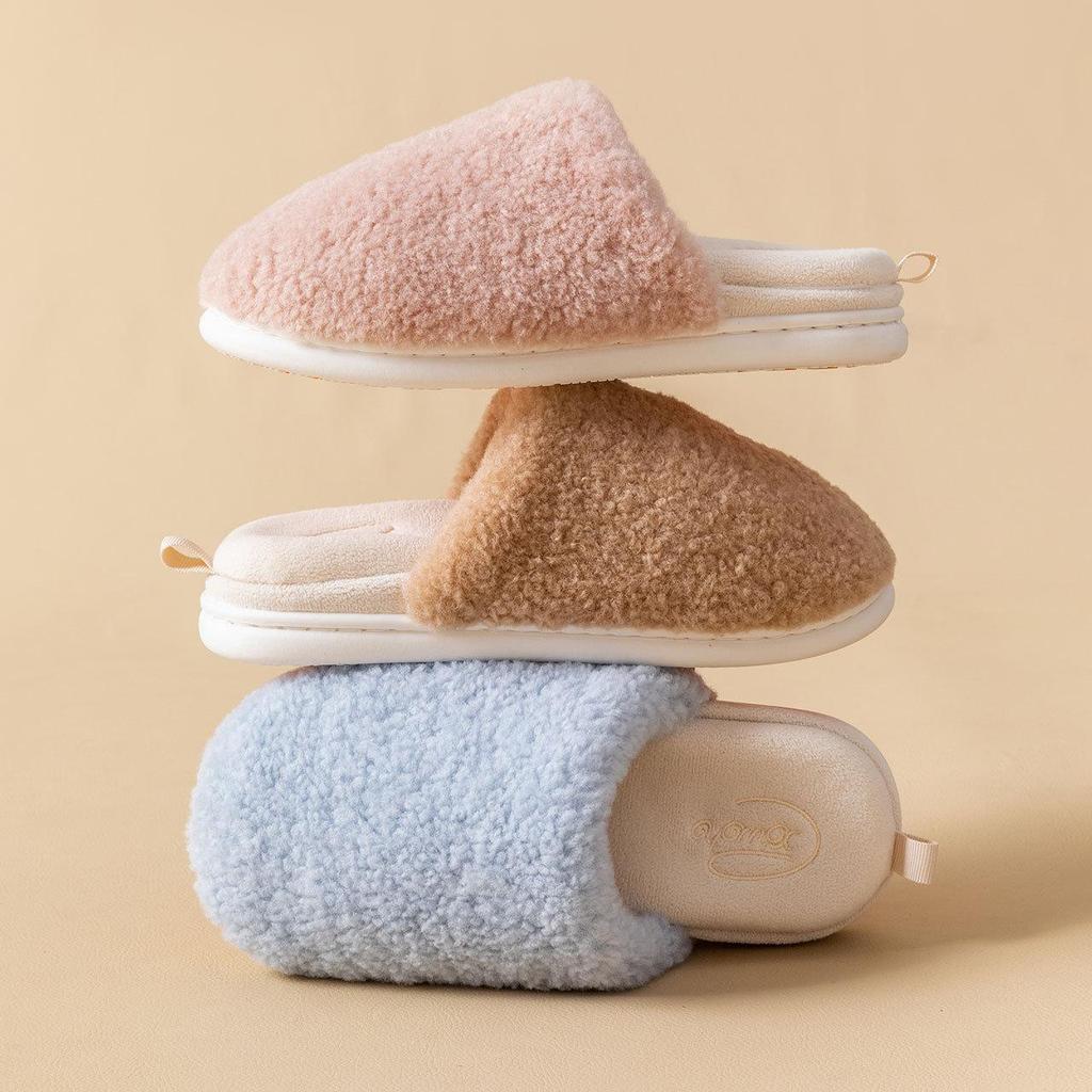 Detachable Winter Indoor Non-Slip Furry Velvet Waterproof Slippers for Couples