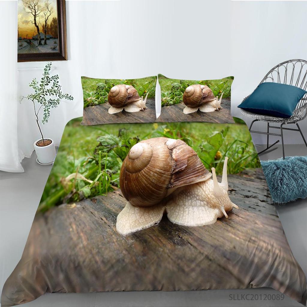 Duvet Cover Set Queen King Size Snail Printed Luxuny Bedding Cover Suit
