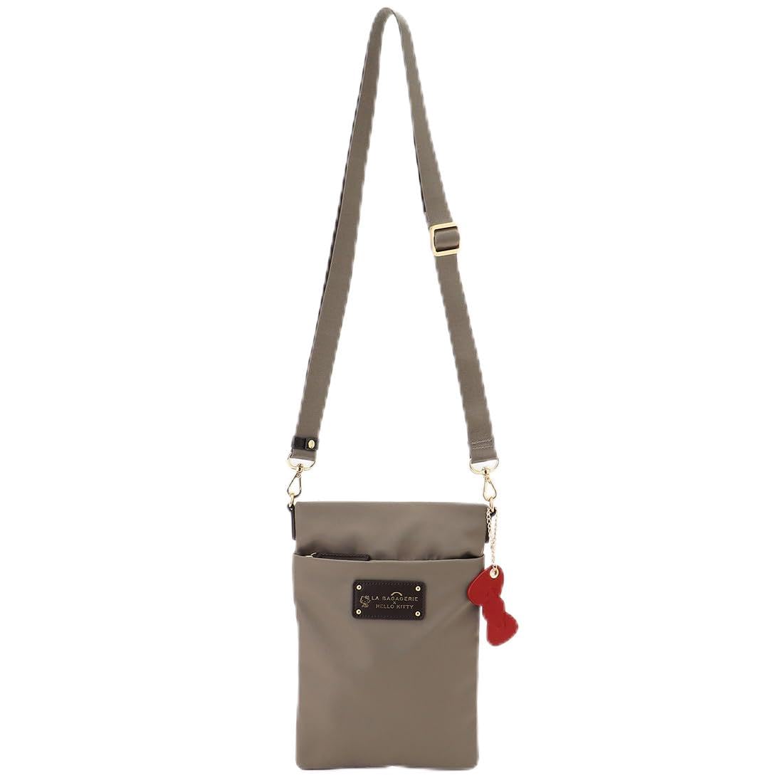 

HELLO KITTY Квадратная сумочка-пошет с брелоком-лентой B008201 Серо-бежевый [Labagerie] (26)