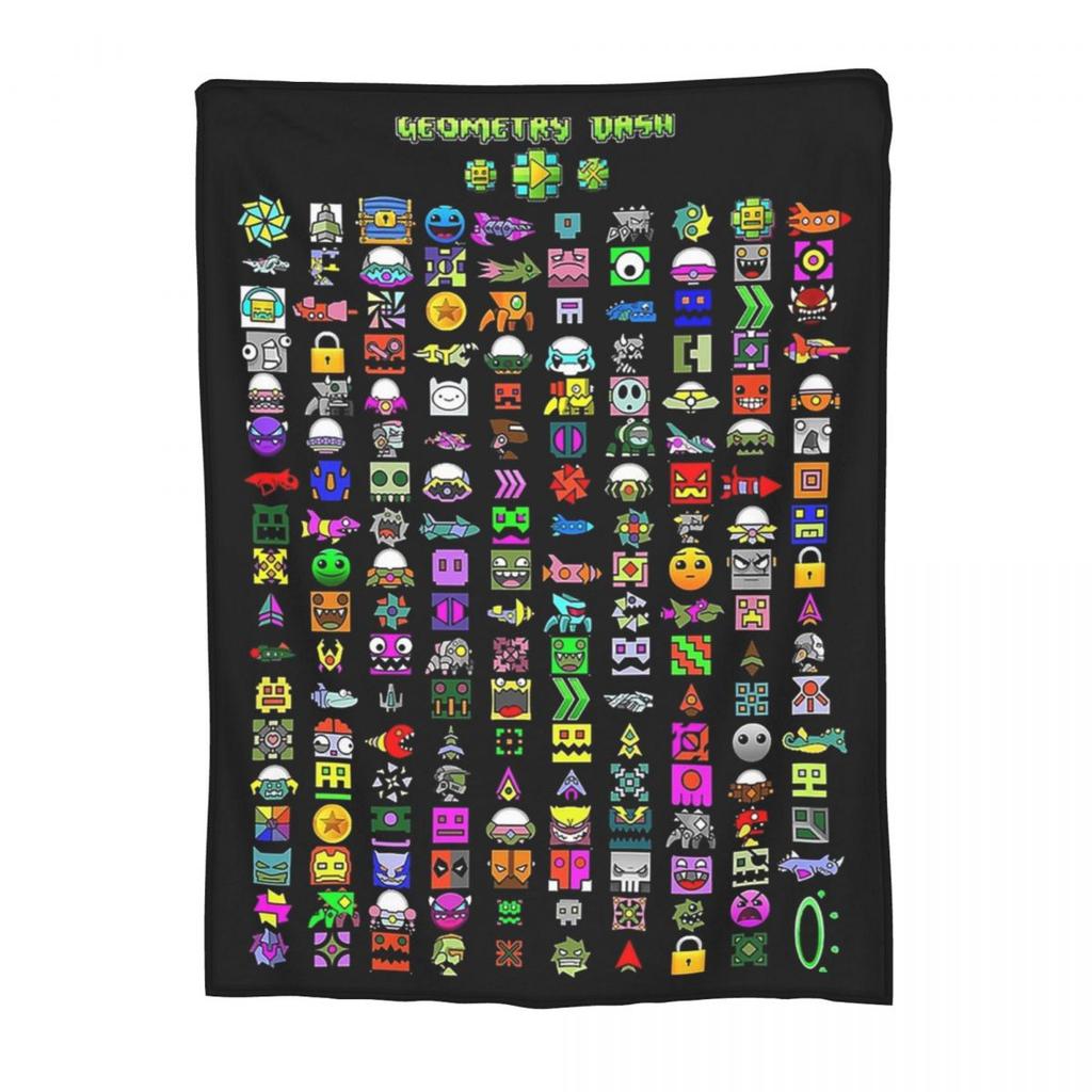 Coperta Geometry Dash per Videogioco Morbida Calda Coperta Plaid in Flanella Peluche per Letto Soggiorno Picnic Viaggio Divano di Casa