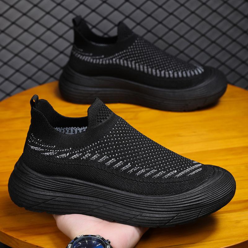 Men's Shoes Spring and Summer Breathable Mesh Shoes Men's and Women's Trendy Versatile Thick-soled Fly-woven Sports Shoes Casual Dad Shoes