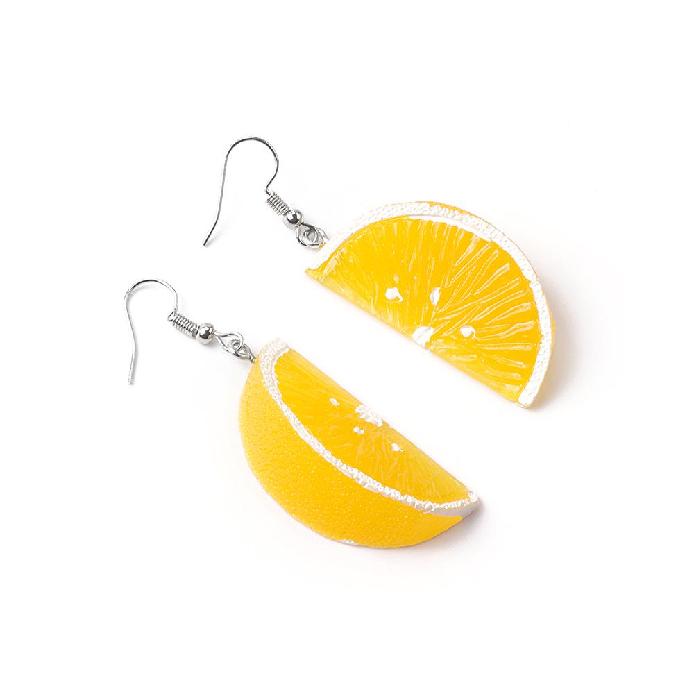 Resin Orange Petal Three-Dimensional Orange Fruit Earrings, Fresh And Sweet Personalized Ear Hooks