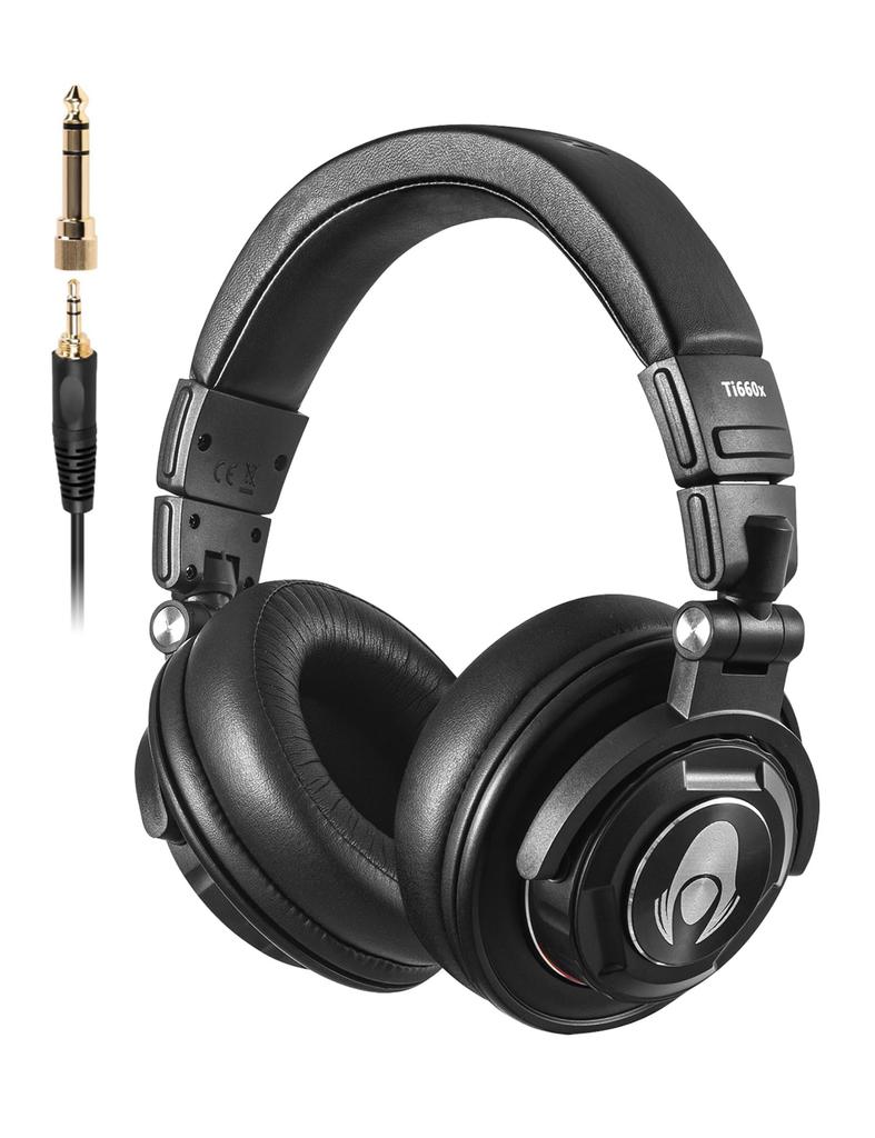 Talomen Professional Wired Monitor Headphones with 50mm Drivers for Studio Recording, Instrument Practice, Mixing, DJing, Video Editing, and