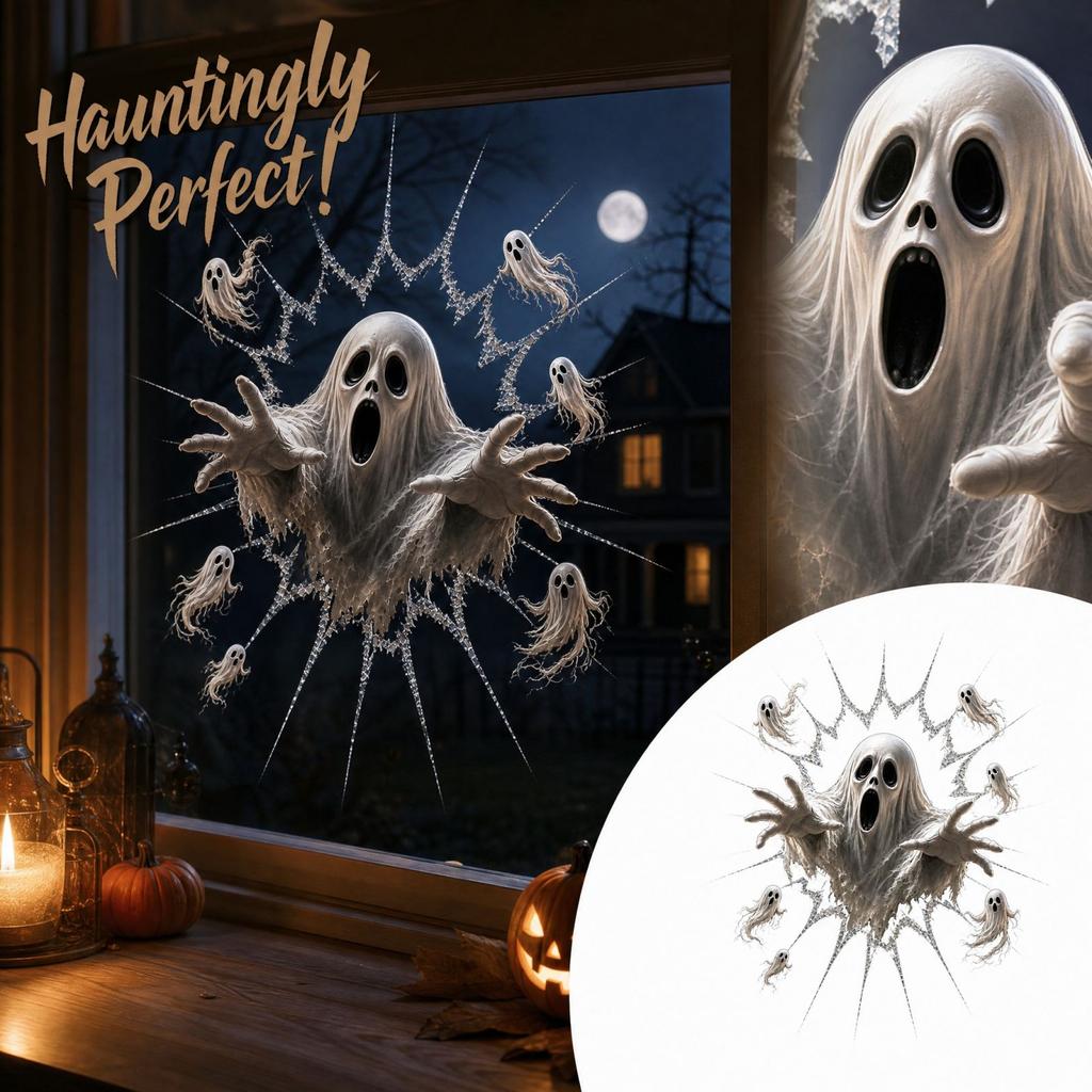 Halloween Window Sticker House Scene Holiday Decoration for Home