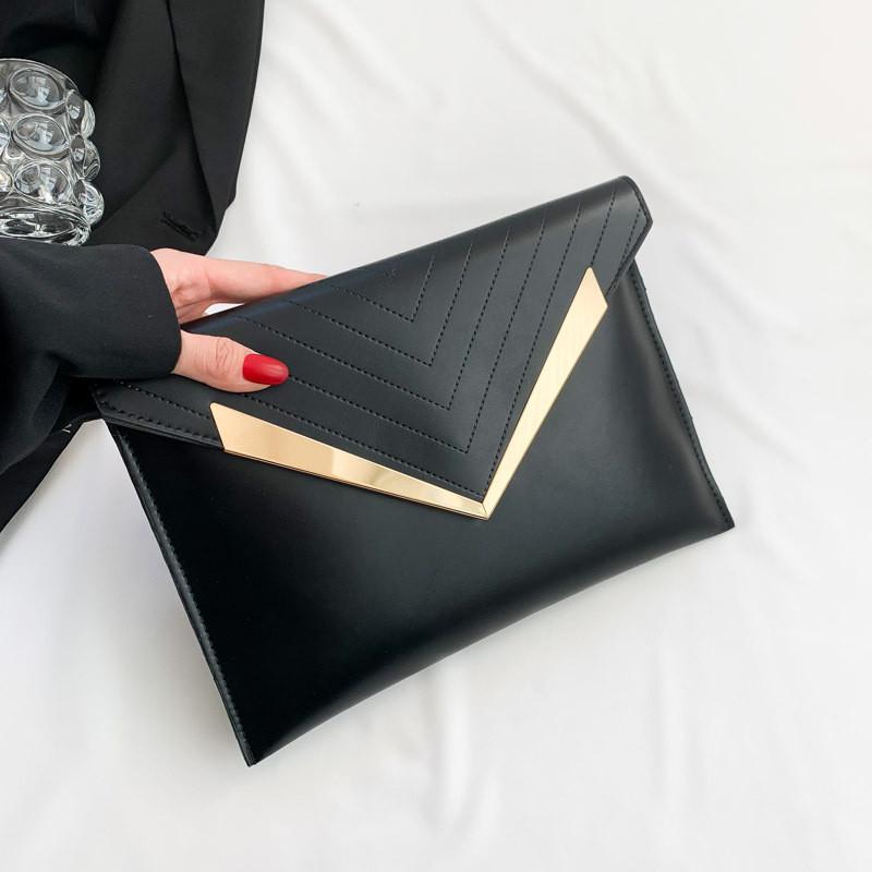 Stilvolle Damen-Clutch-Tasche mit großem Fassungsvermögen, trendige PU-Umschlagtasche in Schwarz, Weiß, Khaki und Rosenrot