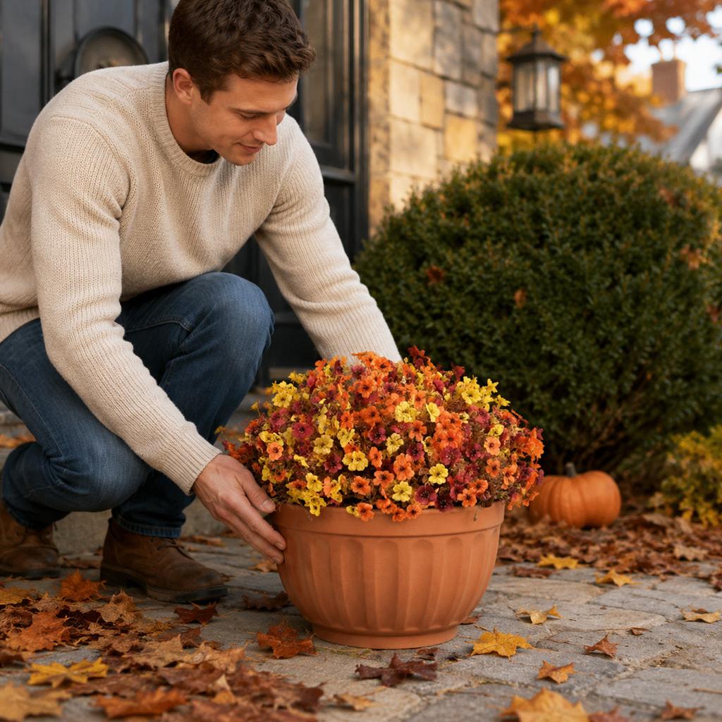 Artificial Fall Flowers for Halloween Outdoor Decor - Realistic Maintenance Free