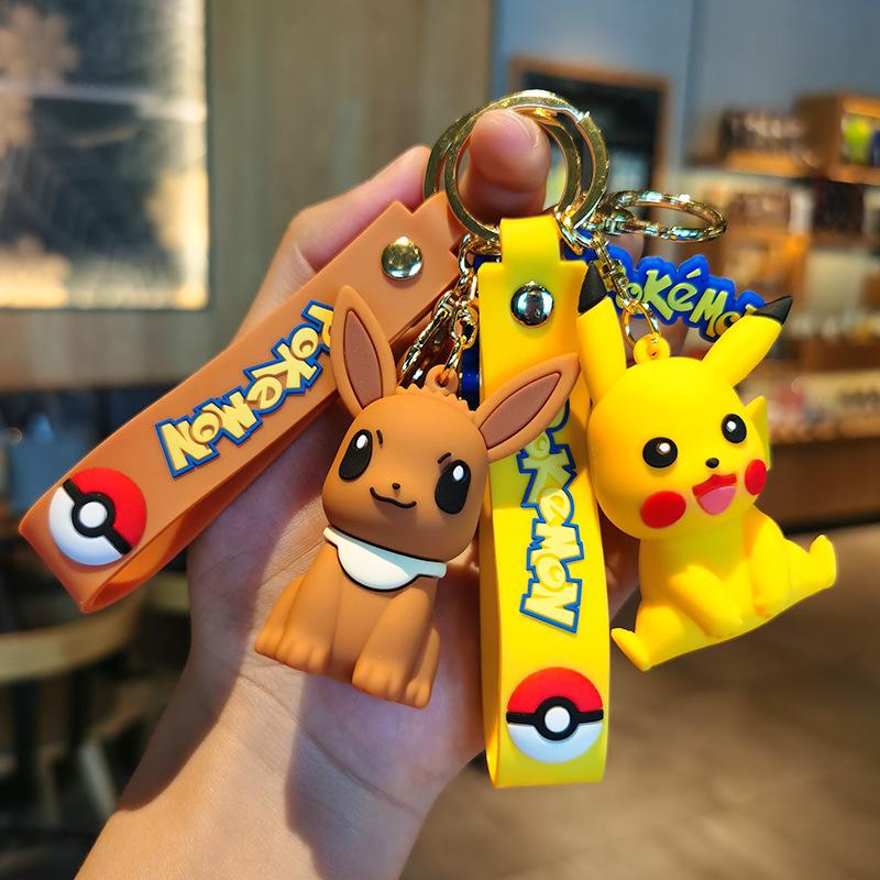 Pikachu Keychain  Key Ring, Cute Snorlax Eevee Car Charm Backpack Pendant For Kids Girls Anime Present For Kids