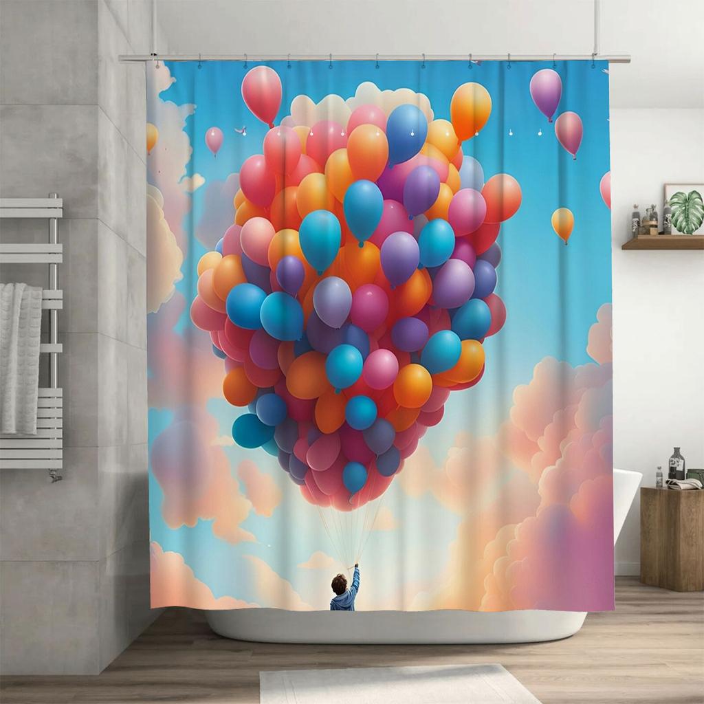 Colorful Balloons Shower Curtain | Dreamy Kids' Bathroom Decor