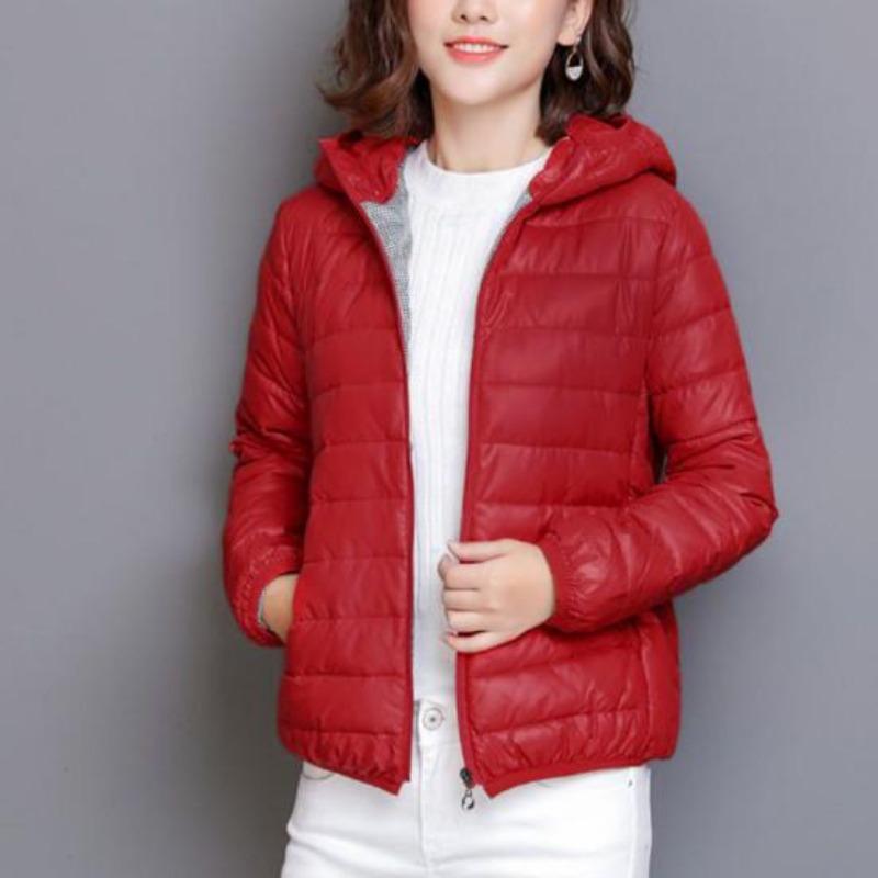 Mujer Otoño Invierno Abrigo Acolchado Con Capucha Grueso Manga Larga Cálido Color Sólido Suave Slim Fit Cierre De Cremallera Bolsillos Cardigan Señora Algodón Abrigo Chaqueta