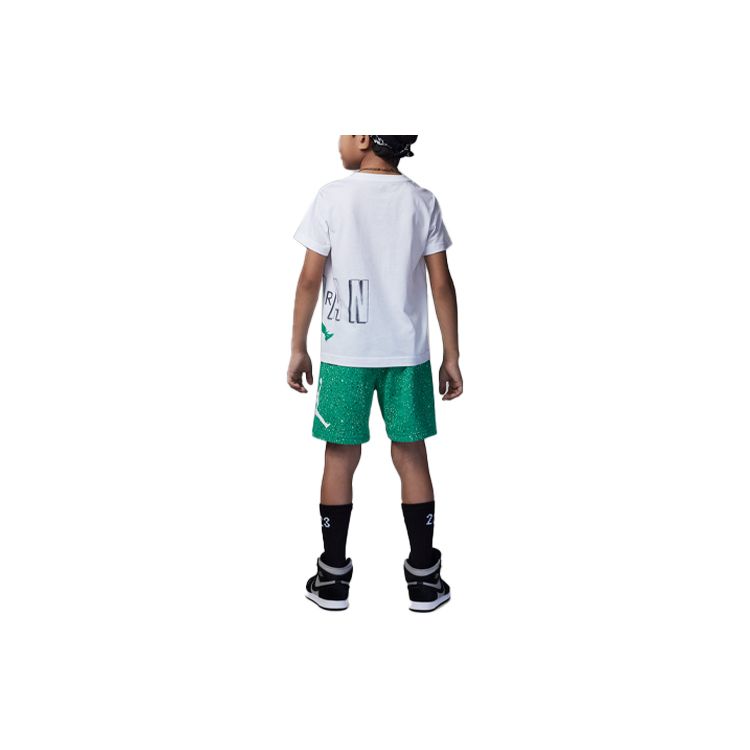 Jordan Letter Logo Print Crew Neck Short Sleeve T-Shirt And Straight Leg Shorts Sports Set Kids sets DV0953-310