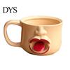 Unique Tongue Sticking Out Cup Quirky Ceramic Coffee Mug, 10oz 3D Sculpted Face Decorative Tea for Students Milk, Funny Creative Drinkware Home Office