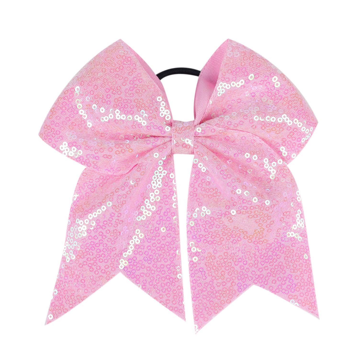 

12 шт./набор 7-дюймовые большие банты для волос из грогреновой ленты с пайетками, эластичные повязки на голову, аксессуары для волос для девочек, заколка-бант, головной убор One Size