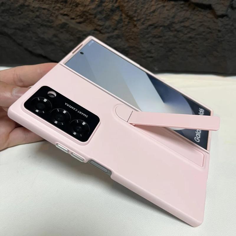 Luxury Matte with Kickstand Holder Phone Case for Samsung Galaxy Fold Z 7 6 5 4 3 Built in Screen Protect Back Shockproof Cover
