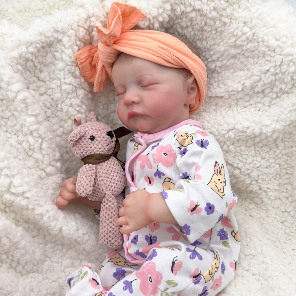 Реалистичная 49 см полностью виниловая кукла-реборн с закрытыми глазами — фото 5