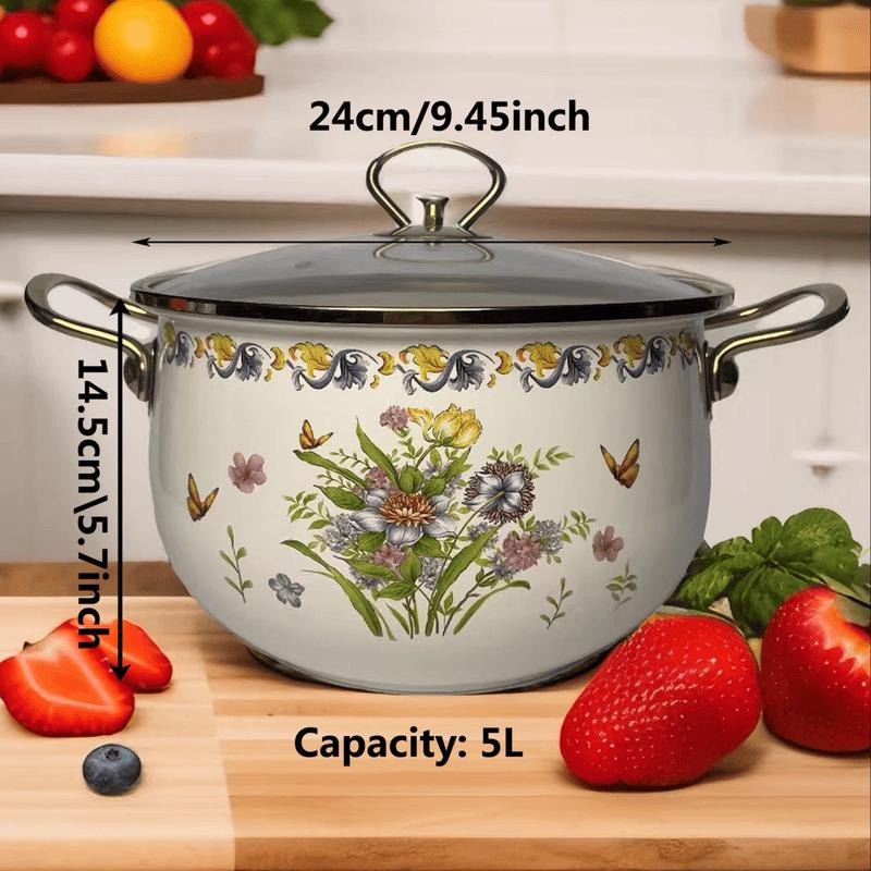 

LIEI Russian Floral Enamel Soup Pot