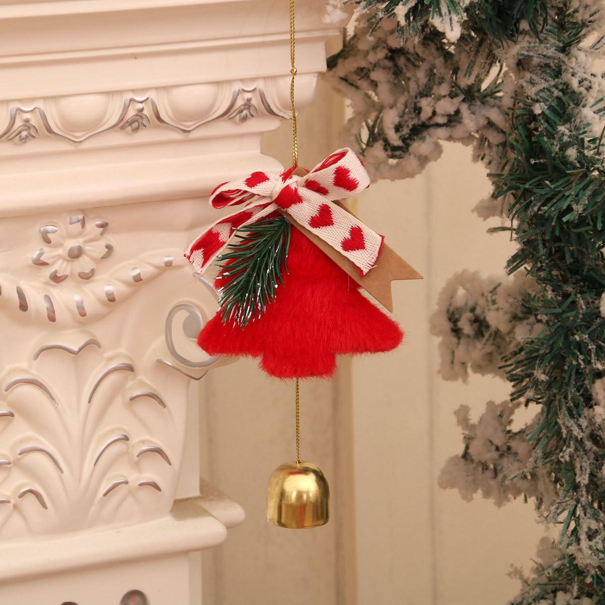 Festive Bells, Bows & Felt Tree Ornaments - Christmas & New Year Décor Set красный