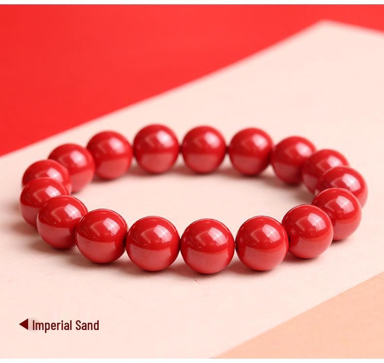 Authentic High-Content Cinnabar Bracelet with Purple Gold Sand Crystals, Supports Re-Inspection