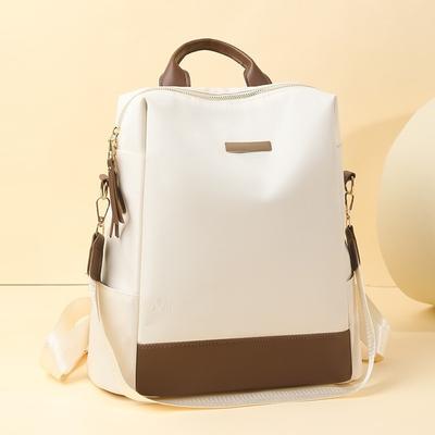 Contrasting Color Casual Versatile Commuter Women's Bag Large Capacity Simple and Lightweight Backpack Multi-functional Nylon Fashion Shoulder Bag