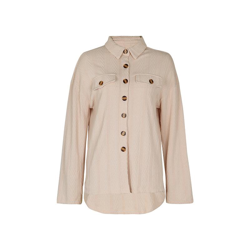 Spring and Autumn Women's Shirt Jacket Fashion Solid Color Comfortable Casual Blouse