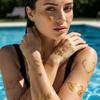 Water Transfer Gold Stamping Tattoo Stickers Fake Body Art Sticker  Valentine's Day