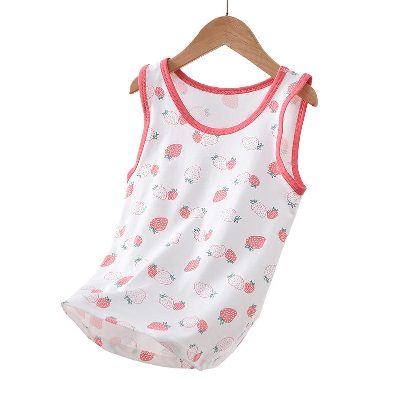 Traceless cotton children's vest summer new boys and girls baby suspender sleeveless boneless backing thin pajamas tide